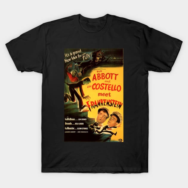 Classic Horror-Comedy Poster - Abbott and Costello Meet Frankenstein T-Shirt by Starbase79